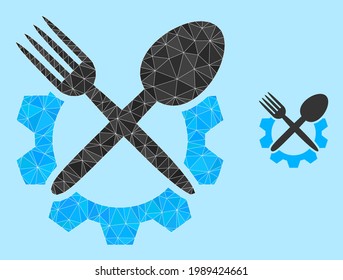 lowpoly food industry icon on a sky blue background. Polygonal food industry vector designed with randomized triangles. Triangulated food industry polygonal icon illustration.