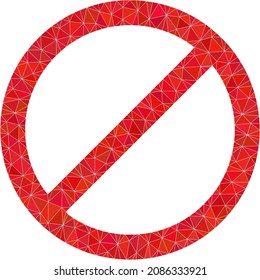 Low-poly forbid icon illustration is constructed with randomized filled triangles. Triangulated forbid polygonal symbol vector illustration. Forbid icon is filled with triangles.