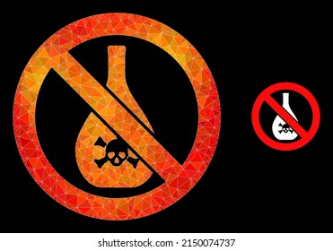 lowpoly forbidden chemicals icon with flame vibrant gradient. Triangulated orange vibrant forbidden chemicals polygonal icon illustration.
