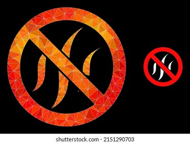 Low-poly forbidden flavors icon with flame colored gradient. Triangulated flame colorful forbidden flavors polygonal icon illustration.