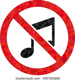 Música prohibida de polos bajos, diseñada con triángulos llenos de caos. Triángulo, música prohibida, ilustración de iconos poligonales. Icono de Música Prohibida está lleno de triángulos.