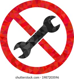 Low-poly forbidden repair designed with randomized filled triangles. Triangle forbidden repair polygonal symbol illustration. Forbidden Repair icon is filled with triangles.