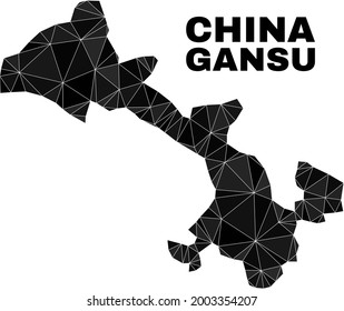 lowpoly Gansu Province map. Polygonal Gansu Province map vector is designed of scattered triangles. Triangulated Gansu Province map polygonal abstraction for political posters.