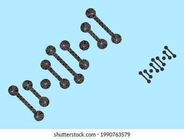 lowpoly genome code icon on a sky blue background. Polygonal genome code vector designed from chaotic triangles. Triangulated genome code polygonal icon illustration.