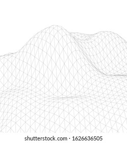 Low-poly geometric 3D mountain landscape. Vector illustration