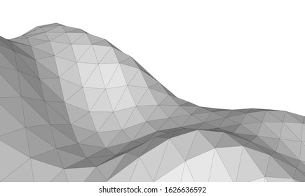 Low-poly geometric 3D mountain landscape. Vector illustration