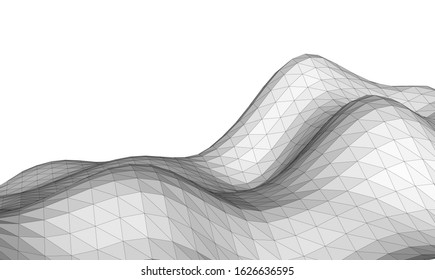 Low-poly geometric 3D mountain landscape. Vector illustration