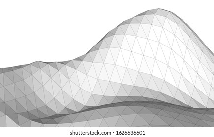Low-poly geometric 3D mountain landscape. Vector illustration