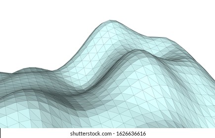 Low-poly geometric 3D mountain landscape. Vector illustration