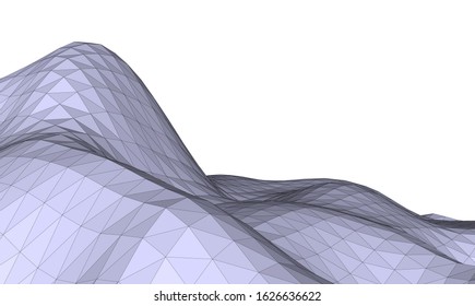 Low-poly geometric 3D mountain landscape. Vector illustration
