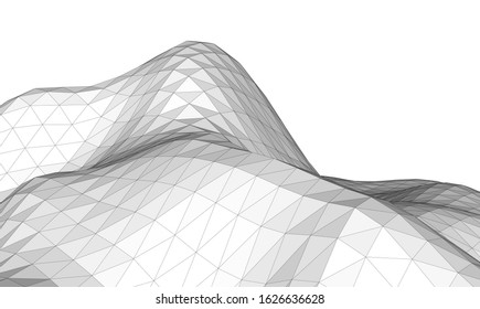 Low-poly geometric 3D mountain landscape. Vector illustration