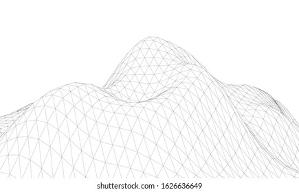 Low-poly geometric 3D mountain landscape. Vector illustration