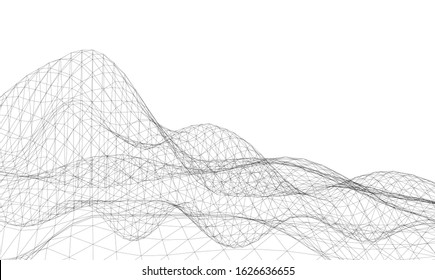 Low-poly geometric 3D mountain landscape. Vector illustration