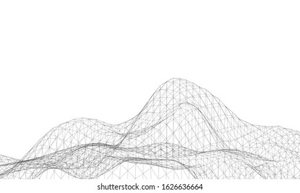 Low-poly geometric 3D mountain landscape. Vector illustration
