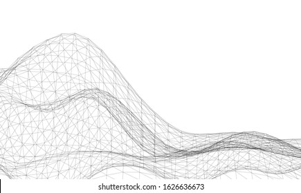 Low-poly geometric 3D mountain landscape. Vector illustration