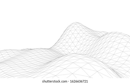 Low-poly geometric 3D mountain landscape. Vector illustration