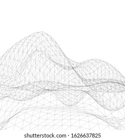 Low-poly geometric 3D mountain landscape. Vector illustration