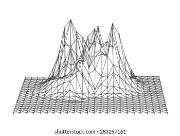 Low-poly geometric 3D mountain landscape. Vector illustration.