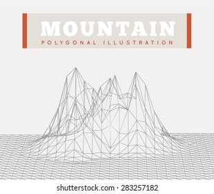 Low-poly geometric 3D mountain landscape. Vector illustration.