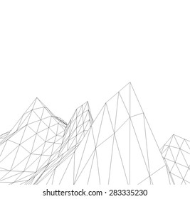 Low-poly geometric 3D mountain landscape. Vector illustration.