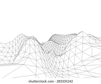 Low-poly geometric 3D mountain landscape. Vector illustration.