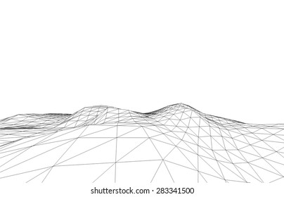 Low-poly geometric 3D mountain landscape. Vector illustration.