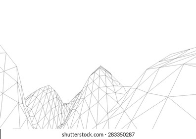 Low-poly geometric 3D mountain landscape. Vector illustration.
