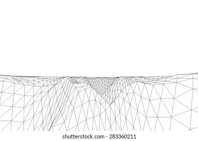 Low-poly geometric 3D mountain landscape. Vector illustration.
