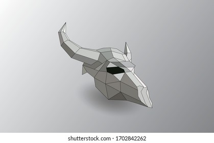 Low-poly geometric animal skull art vector