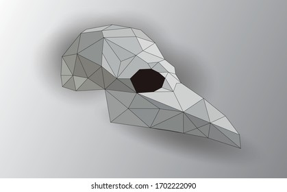 Low-poly geometric bird skull art vector