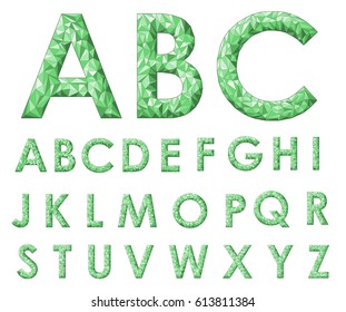 Lowpoly geometric crystal alphabet, vector
