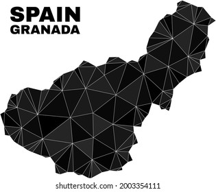 Low-poly Granada Province map. Polygonal Granada Province map vector is filled from random triangles. Triangulated Granada Province map polygonal collage for political templates.