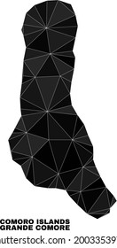Low-poly Grande Comore Island map. Polygonal Grande Comore Island map vector is combined with random triangles. Triangulated Grande Comore Island map polygonal abstraction for political posters.