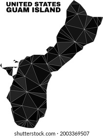 Low-Poly-Guam-Insel-Karte. Der Kartenvektor der Polygonal-Guam-Insel ist aus verstreuten Dreiecken entworfen. Triangulated Guam Island Karte polygonal Collage für Bildungszwecke.