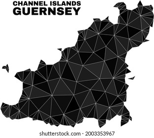 lowpoly Guernsey Island map. Polygonal Guernsey Island map vector is filled with chaotic triangles. Triangulated Guernsey Island map polygonal collage for education illustrations.