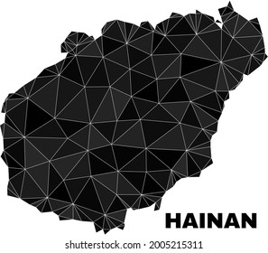 lowpoly Hainan map. Polygonal Hainan map vector is constructed of scattered triangles. Triangulated Hainan map polygonal collage for education purposes.