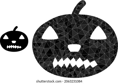 lowpoly halloween pumpkin icon on a white background. Flat geometric polygonal illustration based on halloween pumpkin pictogram. Polygonal halloween pumpkin vector is filled of chaotic triangles.