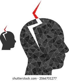 Low-poly headache icon on a white background. Flat geometric 2d modeling illustration based on headache icon. Polygonal headache vector filled of chaotic triangles.