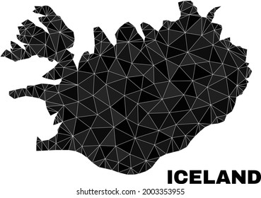 lowpoly Iceland map. Polygonal Iceland map vector combined from randomized triangles. Triangulated Iceland map polygonal collage for patriotic purposes.