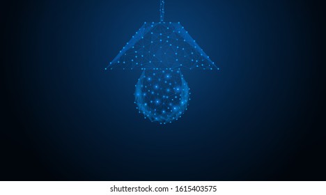 A low-poly image of a light bulb consisting of triangular lines and dots.