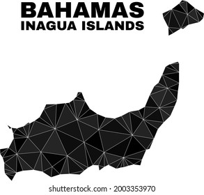 Low-poly Inagua Islands map. Polygonal Inagua Islands map vector is filled with randomized triangles. Triangulated Inagua Islands map polygonal abstraction for patriotic templates.