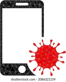 Das Low-Poly-Icon mit Smartphone-Icon wird aus verstreuten, gefüllten Dreiecken kombiniert. Dreieckige infizierte Smartphone-Polygonsymbol Vektorgrafik.