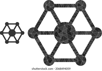 Low-Poly-IoT-Symbol auf weißem Hintergrund. Flache geometrische polygonale Illustration auf Basis des IoT-Piktogramms. Polygonale IoT-Vektorgrafik ist mit verstreuten Dreiecken konzipiert.