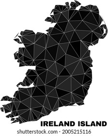 lowpoly Ireland Island map. Polygonal Ireland Island map vector constructed with randomized triangles. Triangulated Ireland Island map polygonal model for patriotic templates.