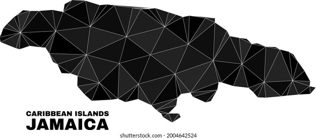 Low-poly Jamaica map. Polygonal Jamaica map vector is constructed from scattered triangles. Triangulated Jamaica map polygonal model for political illustrations.