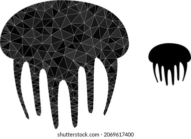 Low-poly jelly fish icon on a white background. Flat geometric polygonal illustration based on jelly fish icon. Polygonal jelly fish vector is designed of chaotic triangles.