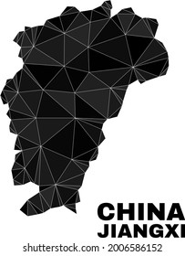 Karte der Provinz Jiangxi mit niedriger Poly. Polygonal Jiangxi Provinz Karte Vektor aus randomisierten Dreiecken gefüllt. Triangulated Jiangxi Provinz Karte polygonale Collage für Bildungsillustrationen.