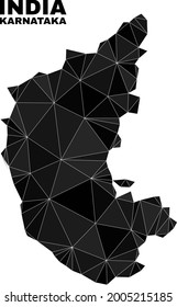 Low-poly Karnataka State map. Polygonal Karnataka State map vector filled from random triangles. Triangulated Karnataka State map polygonal model for patriotic templates.