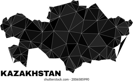 lowpoly Kazakhstan map. Polygonal Kazakhstan map vector is combined with scattered triangles. Triangulated Kazakhstan map polygonal collage for patriotic illustrations.