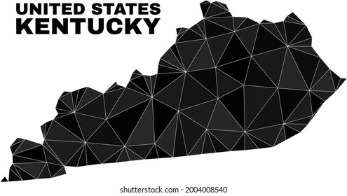 lowpoly Kentucky State map. Polygonal Kentucky State map vector filled of randomized triangles. Triangulated Kentucky State map polygonal abstraction for education posters.